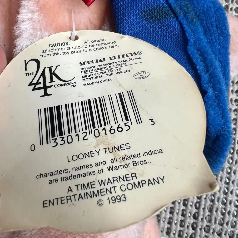Vintage 1993 Porky Pig Plush Doll Looney Tunes 4K Company Original‎ Tag Toy